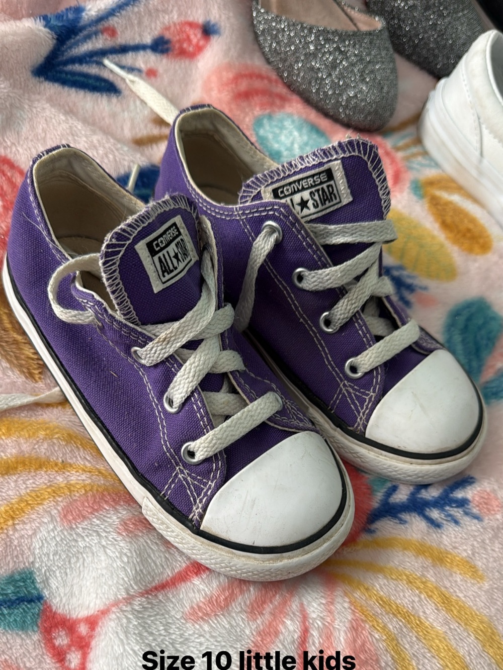 Converse Kids Purple Canvas Low-Top Sneakers